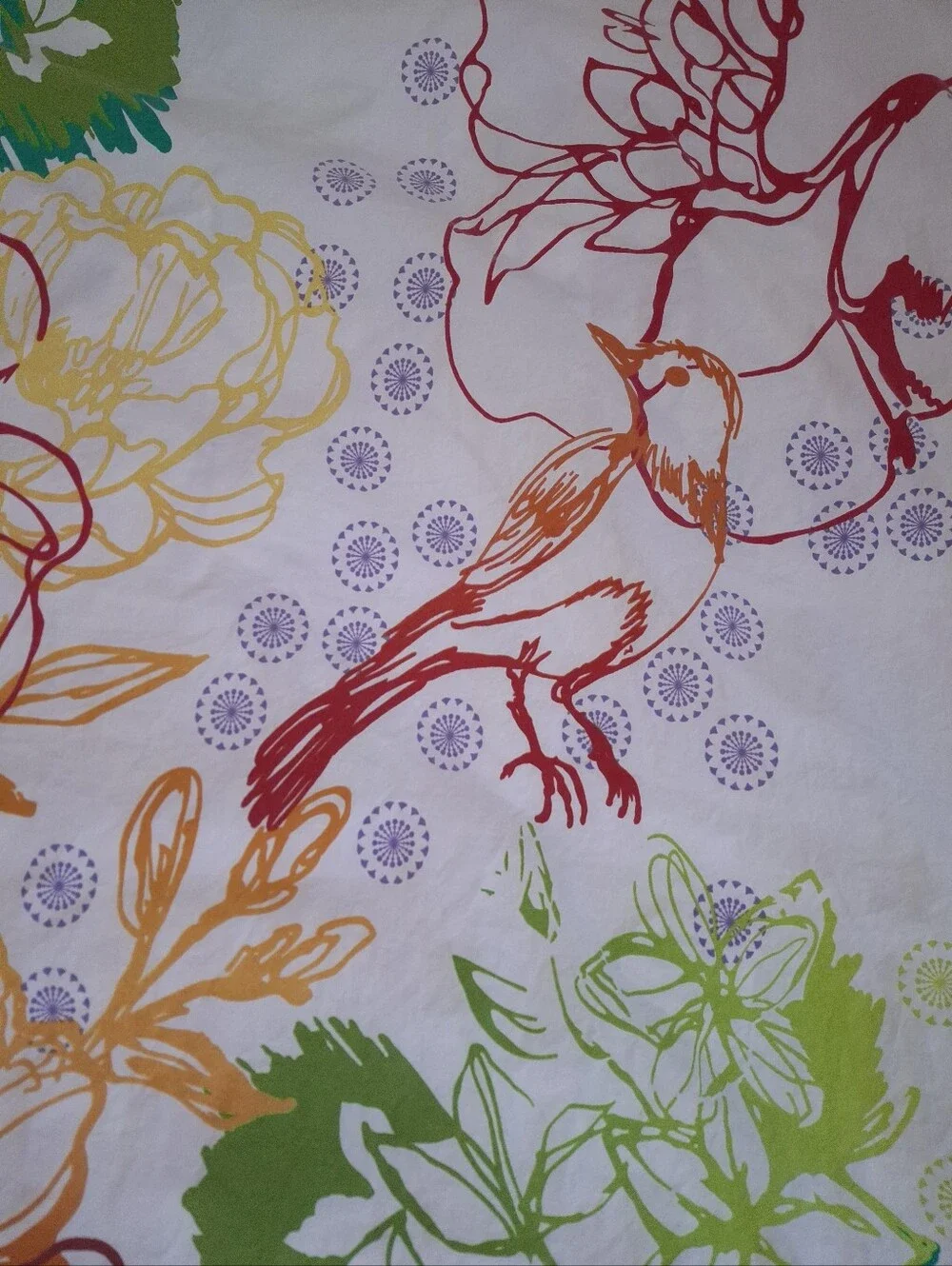 Pottery Barn Bold Multi-color Watercolor Floral & Bird Print Duvet Cover --King